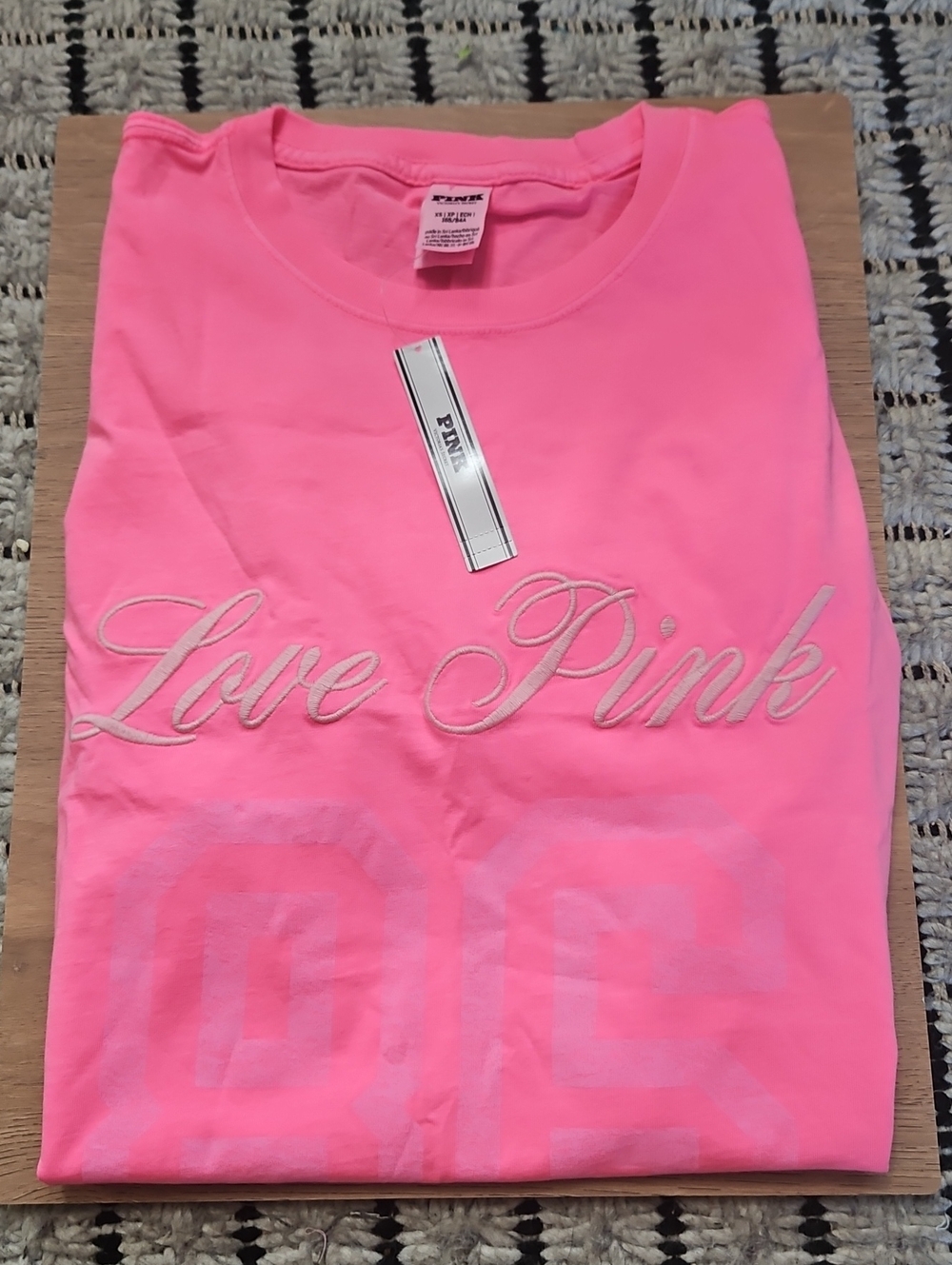 PINK By Victoria's Secret Cotton Campus Tee Neon Pink MSRP $36.95 NEW XS